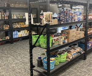Stocked Food Pantry Shelves