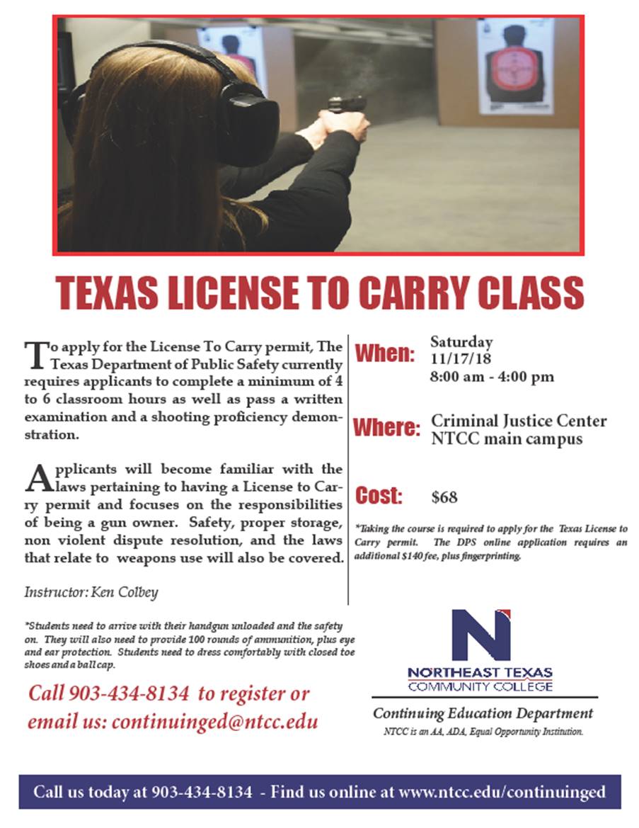 License To Carry Class planned for Nov. 17