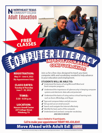 computer literacy class flyer
