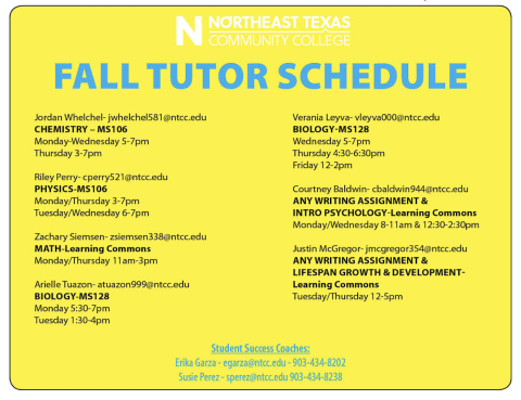 tutoring schedule