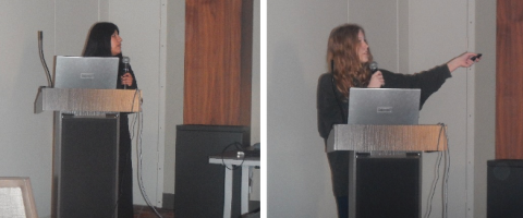 Stephanie and Isabel presenting their talk.