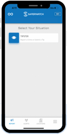 Cellphone with Safer Watch App on screen