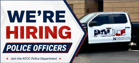 We're hiring police officers. Join the NTCC Police Department.