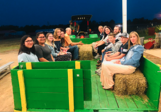 guests going on hayride