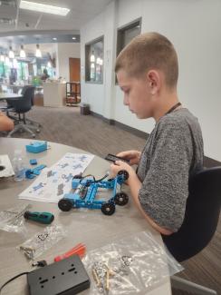 student building robot