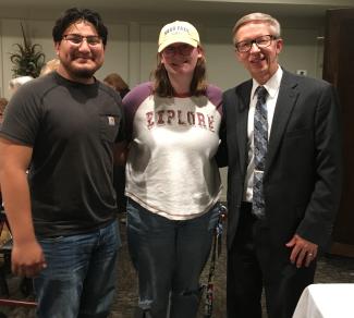 Honors Students Michael Rodriguez, Aubrey Watkins and Honors Director, Dr. Andrew Yox 
