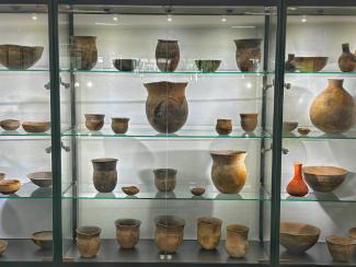 One of the Caddo Pottery Displays in Learning Commons