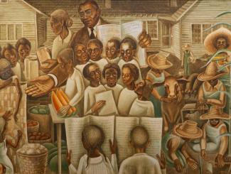 A portion of the John Biggers Mural