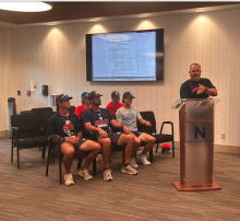 Andy Morgan presenting student spotlight