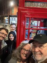 Melissa Fulgham family near red telephone box