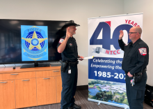 Weisinger being sworn in