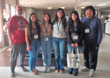 biology students at conference