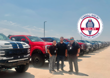 CSAI team with Shelby trucks