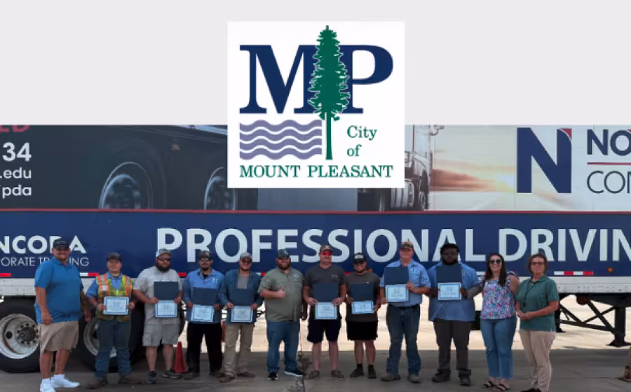 Eight City of Mount Pleasant employees complete CDL training at NTCC