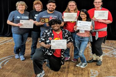 Eagle staff with awards