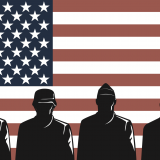 flag with service members