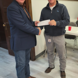 frank sexton lodge master presenting check