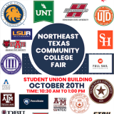 college fair flyers with university logos