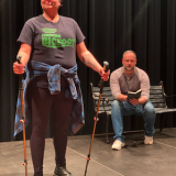 Linda Shaddix and Zachary Strawbridge performing the award-winning play Number 42 on the Whatley Center stage in April.