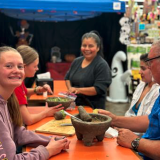 spanish class making salsa